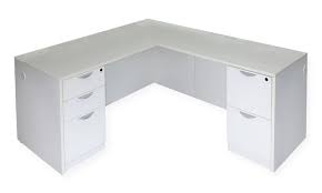 white white l shaped desk with drawers