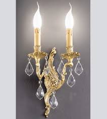 2 Light Brass Wall Lamp With Crystal