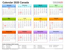 canada calendar 2020 free printable
