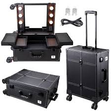 aw rolling makeup case with 6 led