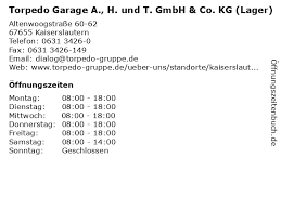 Kg ist nicht mehr telefonisch erreichbar? á… Offnungszeiten Torpedo Garage A H Und T Gmbh Co Kg Lager Altenwoogstrasse 60 62 In Kaiserslautern