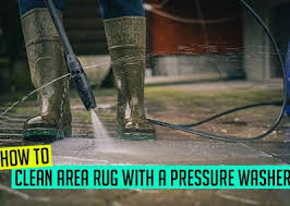 to clean area rug with a pressure washer