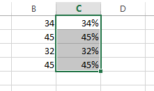without multiplying 100 in excel