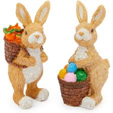 2x Easter Bunny Statues For Spring