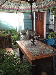 Reclaimed Wood Mosaic Patio Table