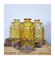 vintage amber glass canisters kitchen