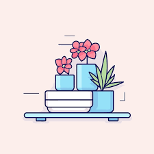 Potted Plant Sitting On Top Of A Shelf