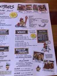 menu at roosters wings pizzeria canton