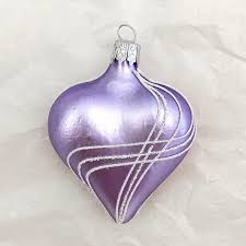 Lavender Glass Heart Ornament Czech