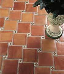 square unglazed terracotta floor tiles