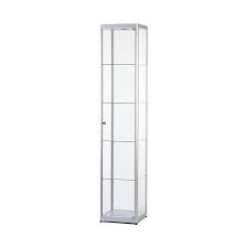 glass showcase with 4 glass shelves