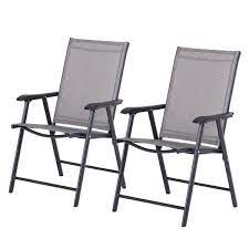 Outsunny Folding Outdoor Patio Chairs Set Of 2 Stackable Portable For Deck Garden Camping And Travel