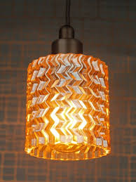 Contemporary Style Amber Glass Pendant