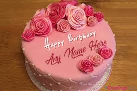 free pink rose birthday cake images