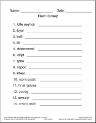 field hockey worksheets for students