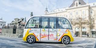 City buses converge at a special station on heiligengeistplatz in the city centre. Autonomer Shuttle Fahrt In Klagenfurt Seeport At
