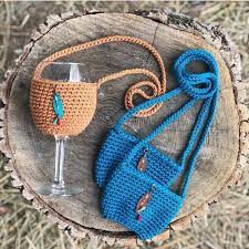 Wine Glass Lanyard Crochet Wine Tote