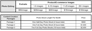 Photography Pricing Iwink Studios