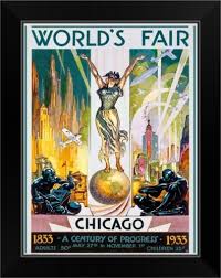 Chicago Worlds Fair 1933 Black Framed