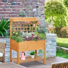 Outsunny Wooden Planter Raised Elevated