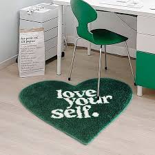 green heart shaped rug love yourself