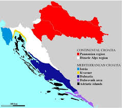 Croatia zagreb maps croatian map islands dalmatia croatiatraveller road kvarner karlovac destinations. Map Of Croatia Showing Division Into Regions And Subregions Applied In Download Scientific Diagram