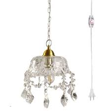 New Plug In Modern Crystal Chandelier Swag Pendant Light With Clear 15 Cord