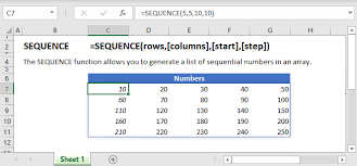 sequence function exles excel