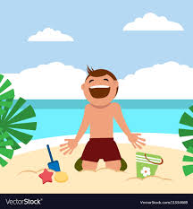 beach boy sunbathing royalty free vector