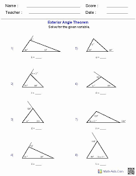 The triangle inequality theorem states that the sum of the lengths of any two sides of a triangle is greater than the length of the third side. Exterior Angle Theorem Worksheet Fresh Triangle Inequality Theorem Worksheet Geometry Worksheets Triangle Worksheet Exterior Angles
