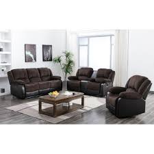 nhi 3 pieces pu leather recliner sofa
