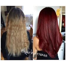 Red Hair Color Before And After Blonde To Dark Red Hair