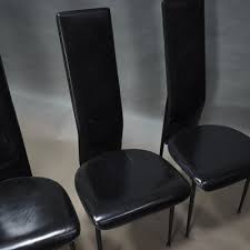 Dining Chairs In Black Leather By