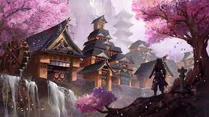 anese castle cherry blossom fantasy