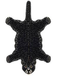 leopard black 100 x 160 cm wool rug