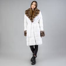 Belted Mink Fur Coat With Sable Fur