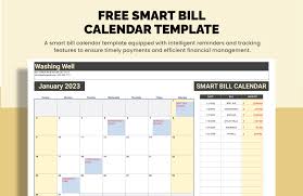 free smart bill calendar template