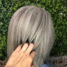 e up gray hair with highlights a