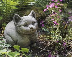 cute fat cat solid stone garden