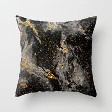 galaxy black gold throw pillow by