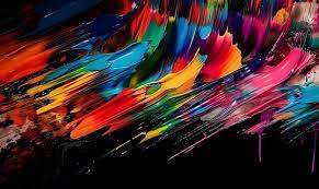 A Colorful Painting With A Black Background