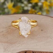 raw stone herkimer diamond ring 18k