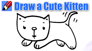 how to draw a cute kitten real easy