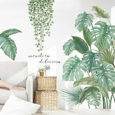 green leaves wall stickers for living