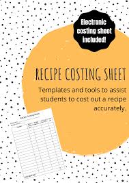 recipe costing sheet teacher