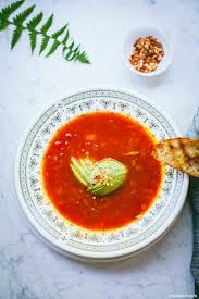 red lentil soup with avocado lazy sunday