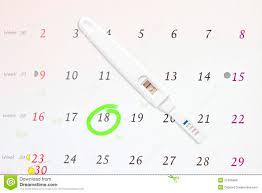 Circle Marked On A Calendar And Pregnancy Test Stock Photo Image