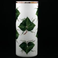 Consolidated Milk Glass Vase Ivy Leaves