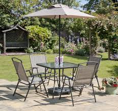 Oasis Garden Table Parasol 4 Chairs Set