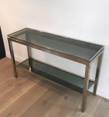 Brushed Steel Console Table With Glass